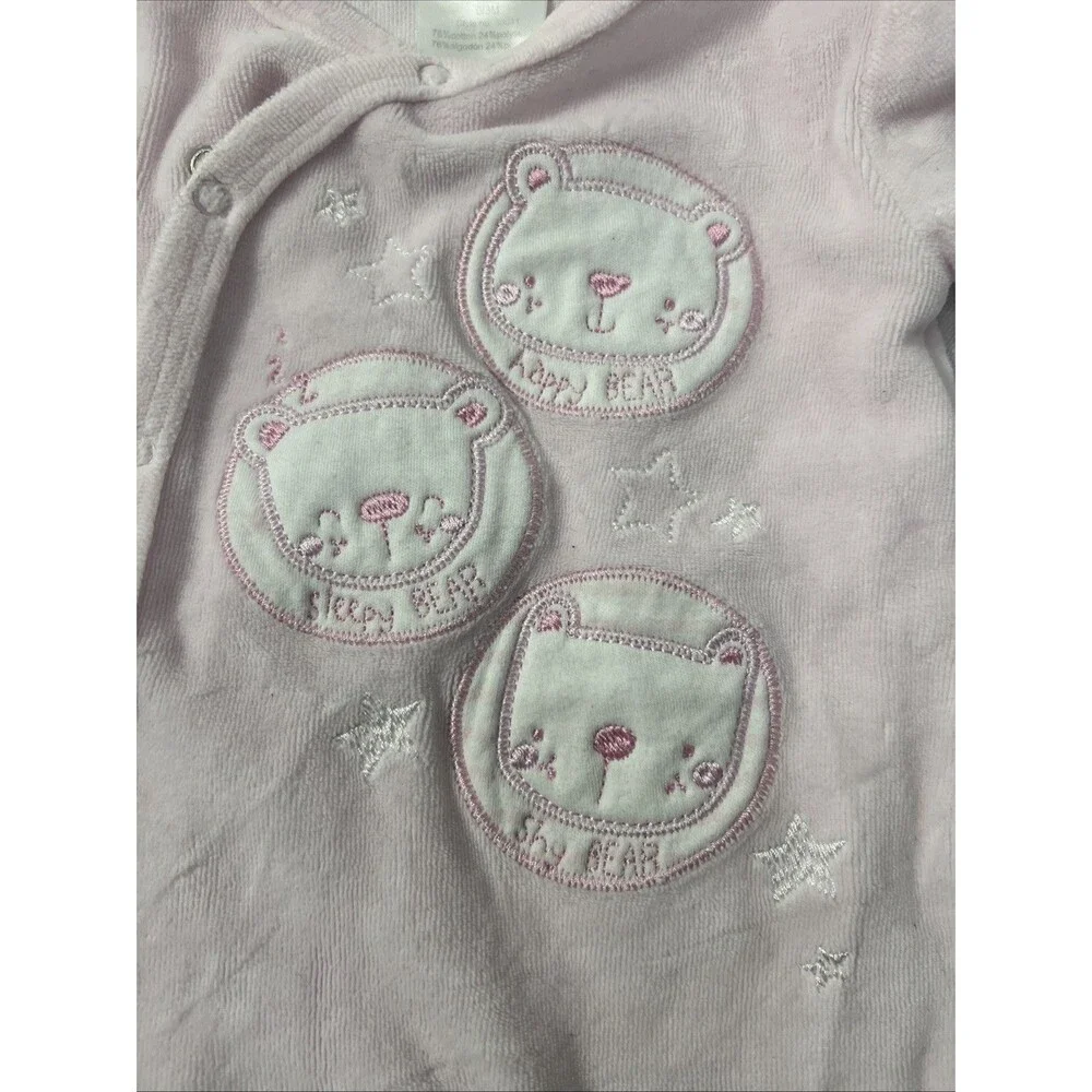 Vintage Pitter Patter Pink Baby Footed One Piece sz 0-3 Months - Picture 2 of 10
